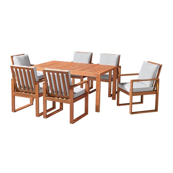 Alaterre Furniture Weston Eucalyptus Wood Outdoor Dining Table with 6 Dining Chairs, Set of 7 ANWT013444EBO